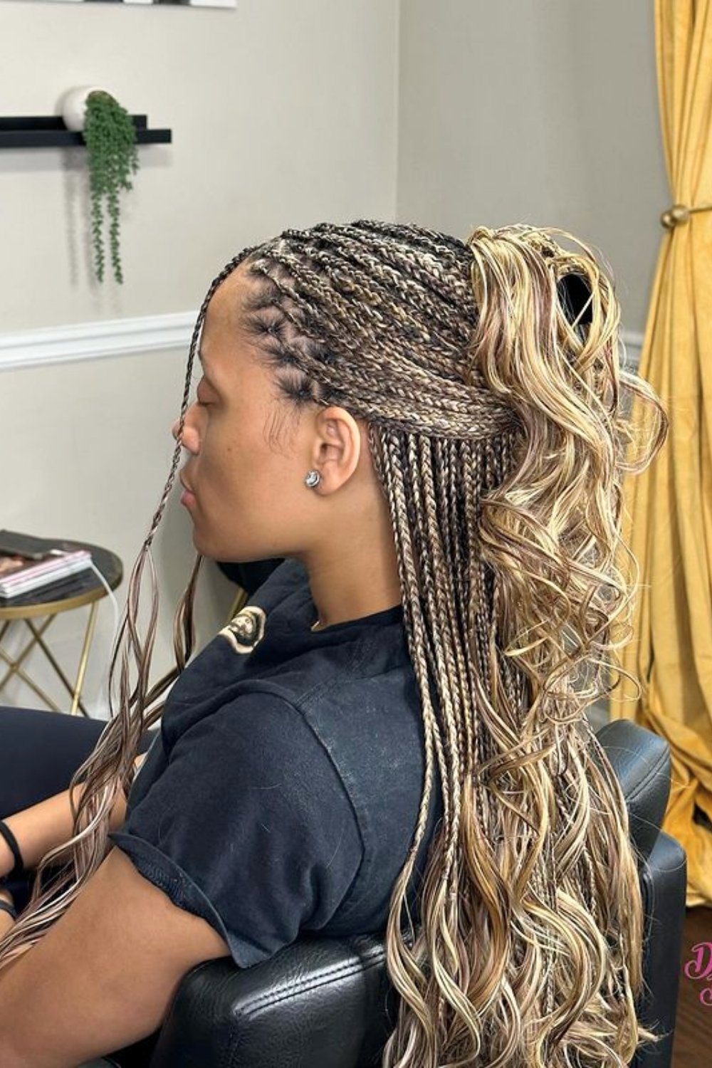 Braided French Curls Ponytail Hairstyle