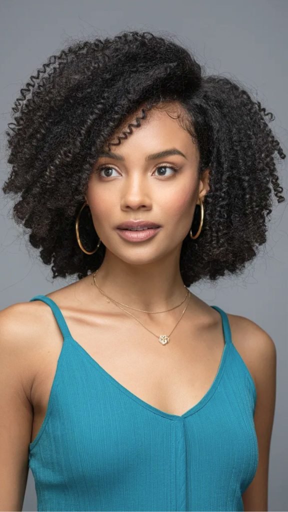 Defined Curls with a Side Part