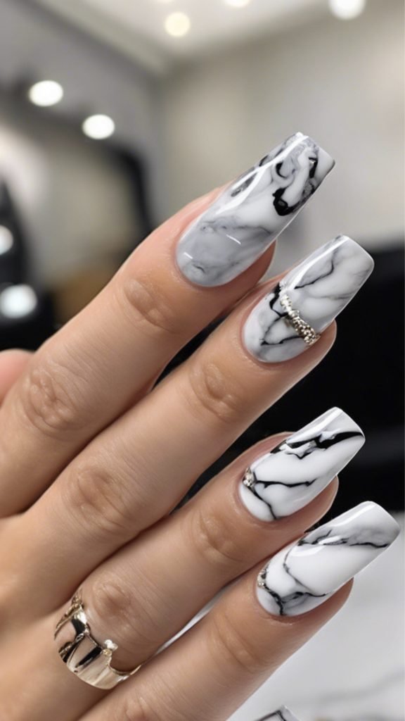 Marble Elegance Nail Art