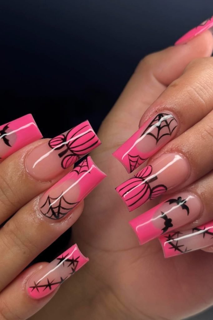 Spooky Pink Glamour Nail Designs