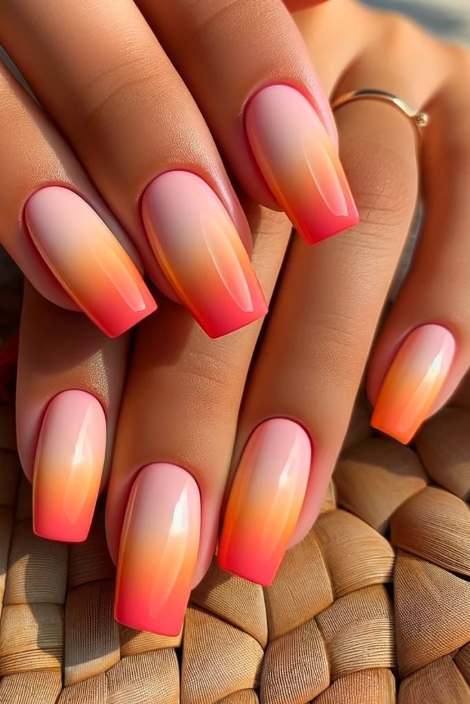 Tropical Sunset Ombre Nail Design