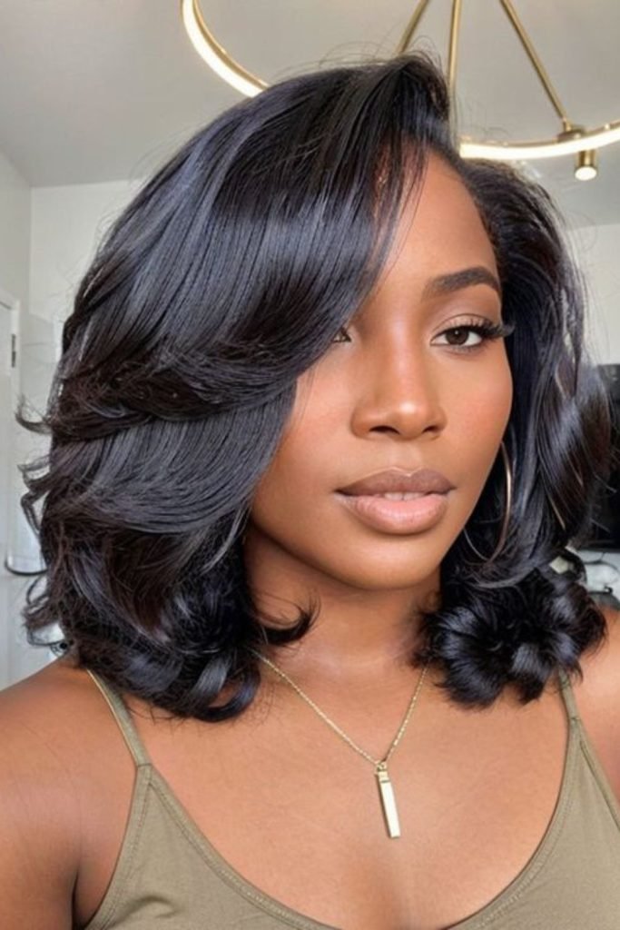 Cropped Curls with Silk Press Hairstyle