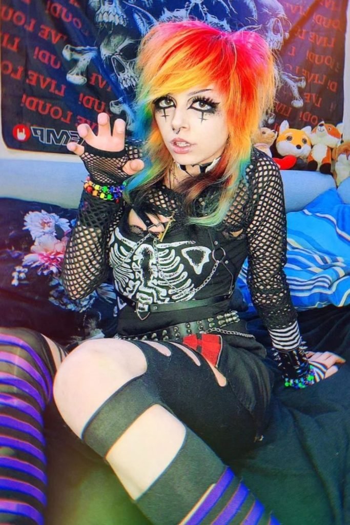 Fiery Rainbow Emo Scene Hair