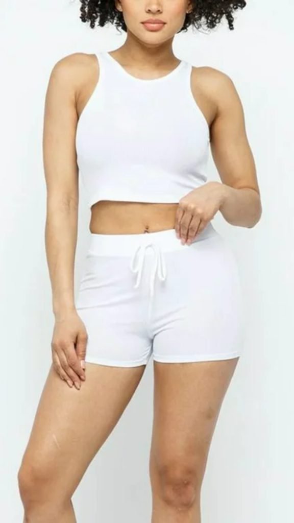 10. High-Waisted Shorts and Tank Top