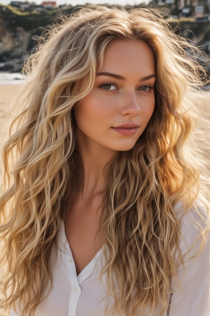10. Long Wavy Natural Blonde Hair