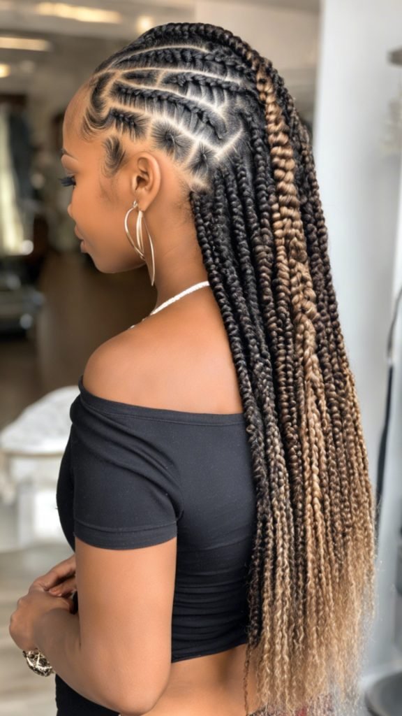 Mixed Thickness Cornrows