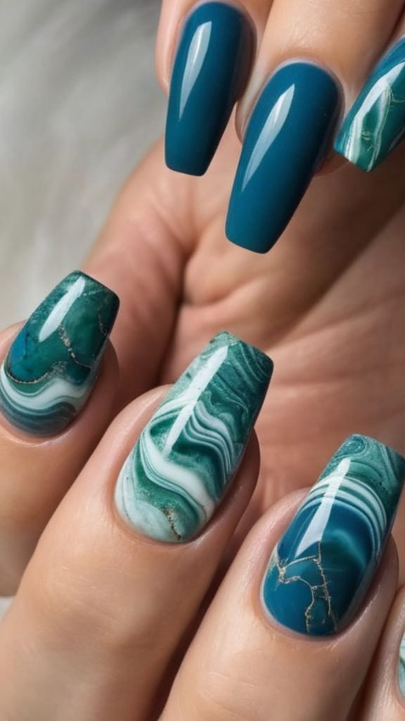 Ocean Marble Nails