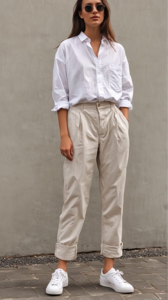 Oversized White Shirt and Chinos