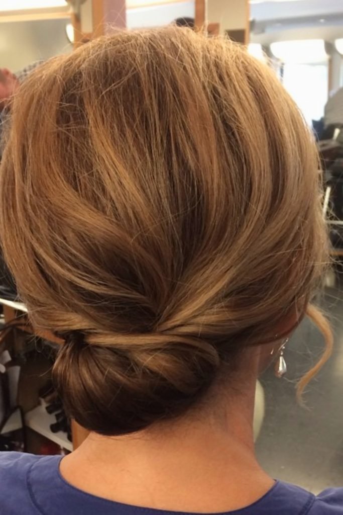 Softly Twisted Low Bun Hairstyle for Short Hair