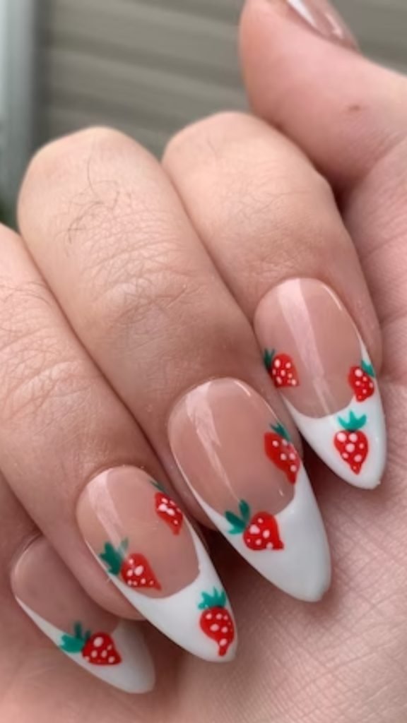 Strawberry French Manicure Nail Art