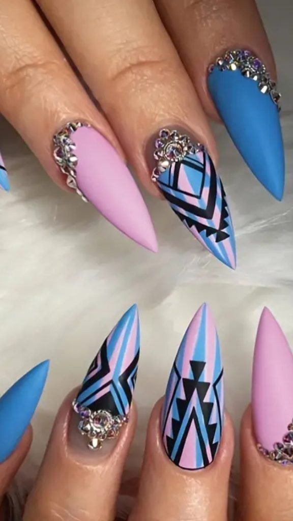 Blue Y2K Nails