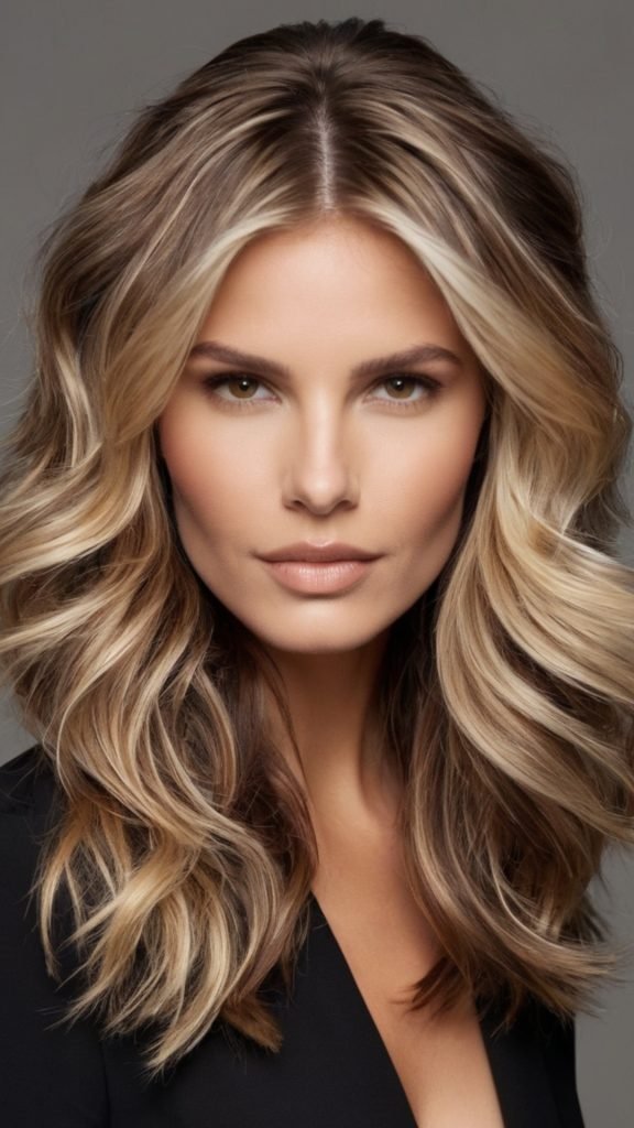 Bright Blonde Highlights in Brown Hair