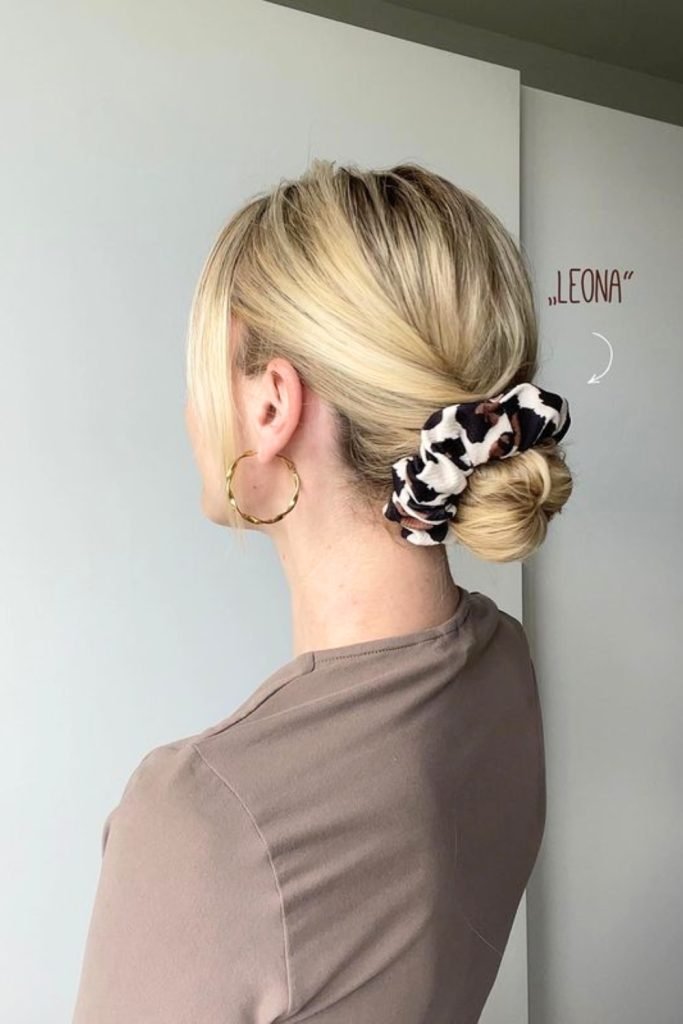Chic Scrunchie Low Bun Hairstyle