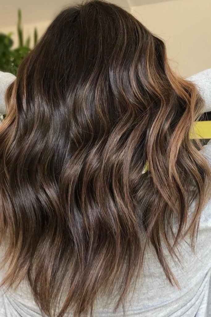 Cinnamon Waves Hair Color with Subtle Caramel Highlights