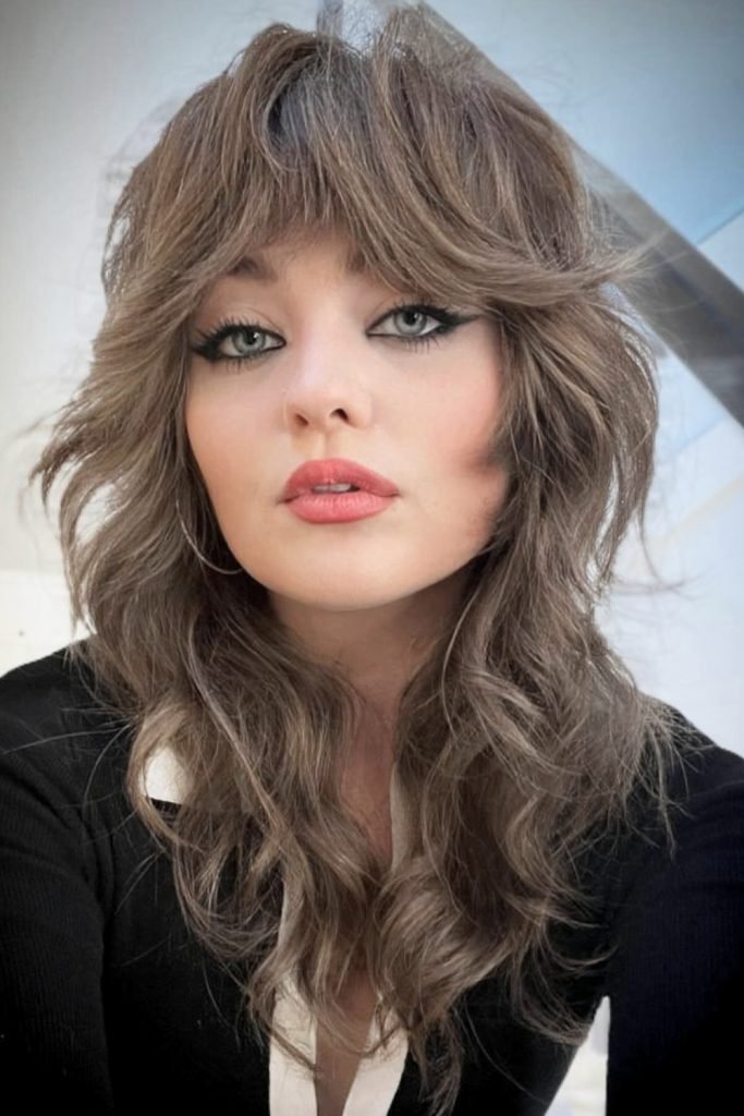 Feathered Fringe Shag Hairstyle
