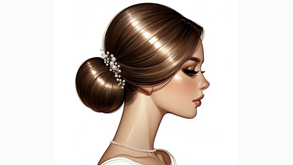 Sleek Chignon with Pearl Accents Hairstyle