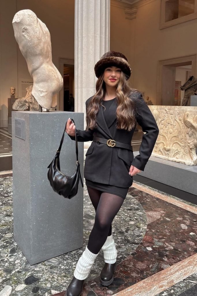 Winter Glam in All Black Outfit