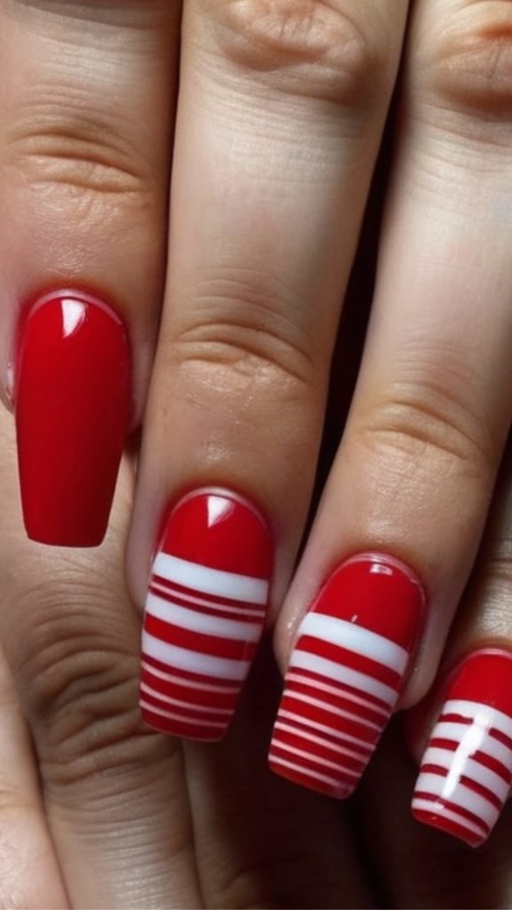 Candy Cane Stripes Nail Design