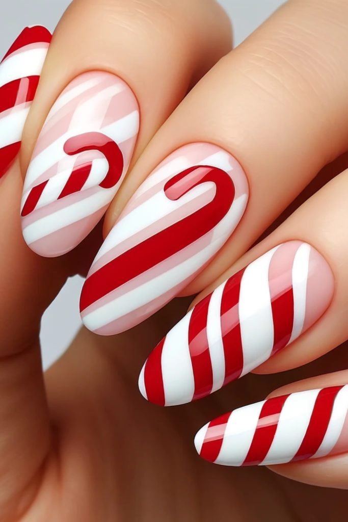 Candy Cane Stripes Nail Design