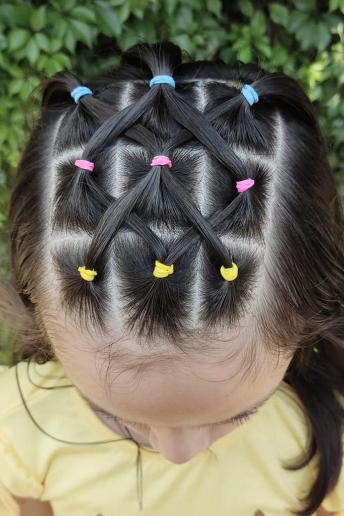Colorful Crisscross Ponytails