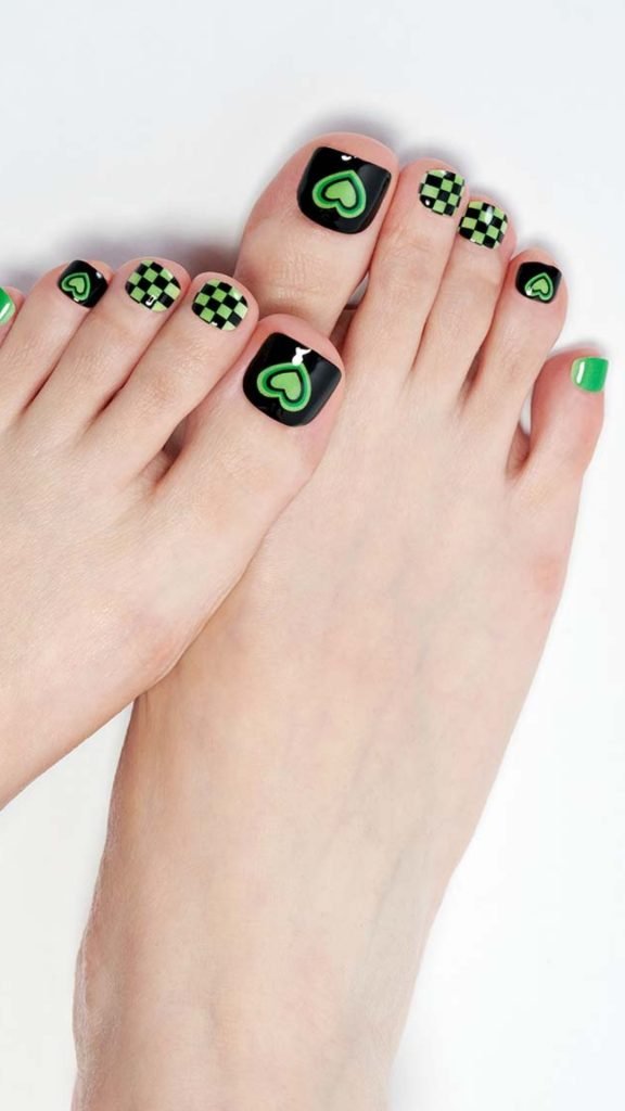 12. Green Checks Nail Design