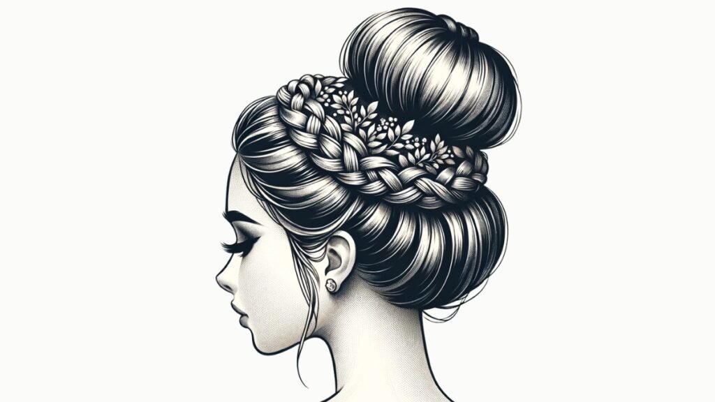 High Bun with Crown of Braids