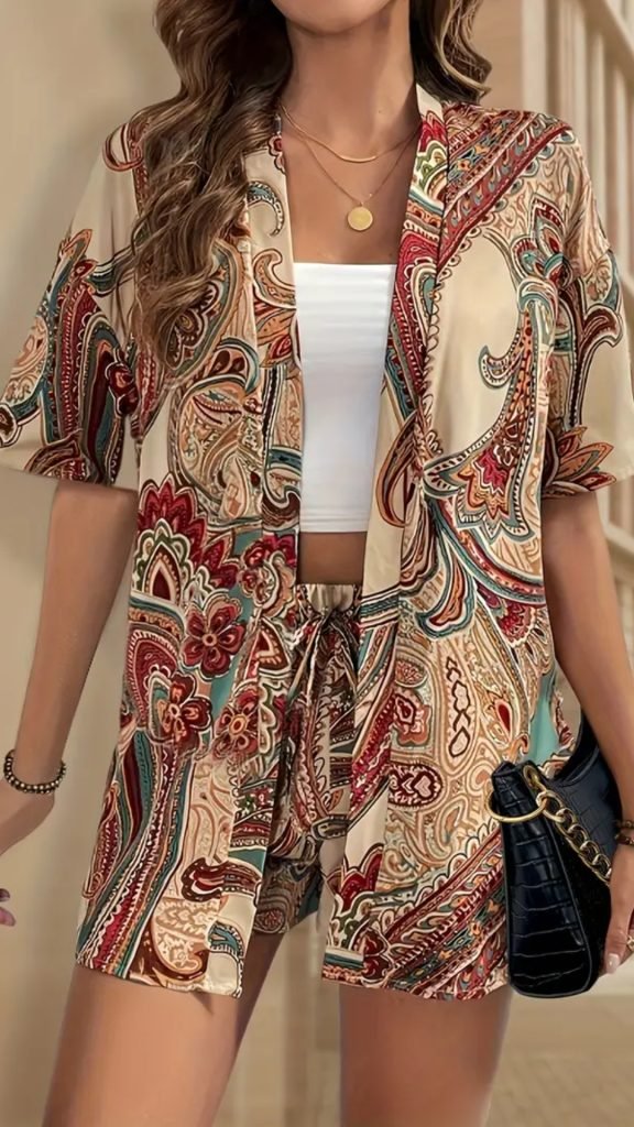 Kimono and Shorts Outfit