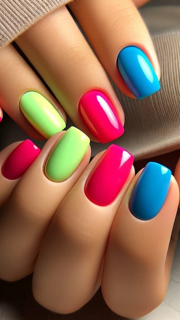 Neon Pop Nail Art