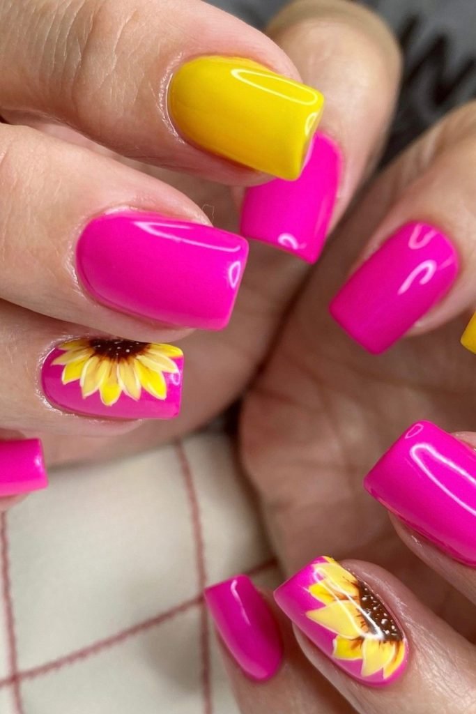 Sunflower Shine Nail Design