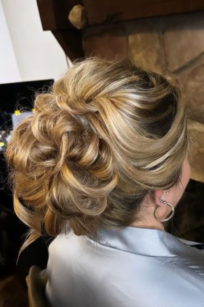 Textured Updo with High Bun for Thin Hair