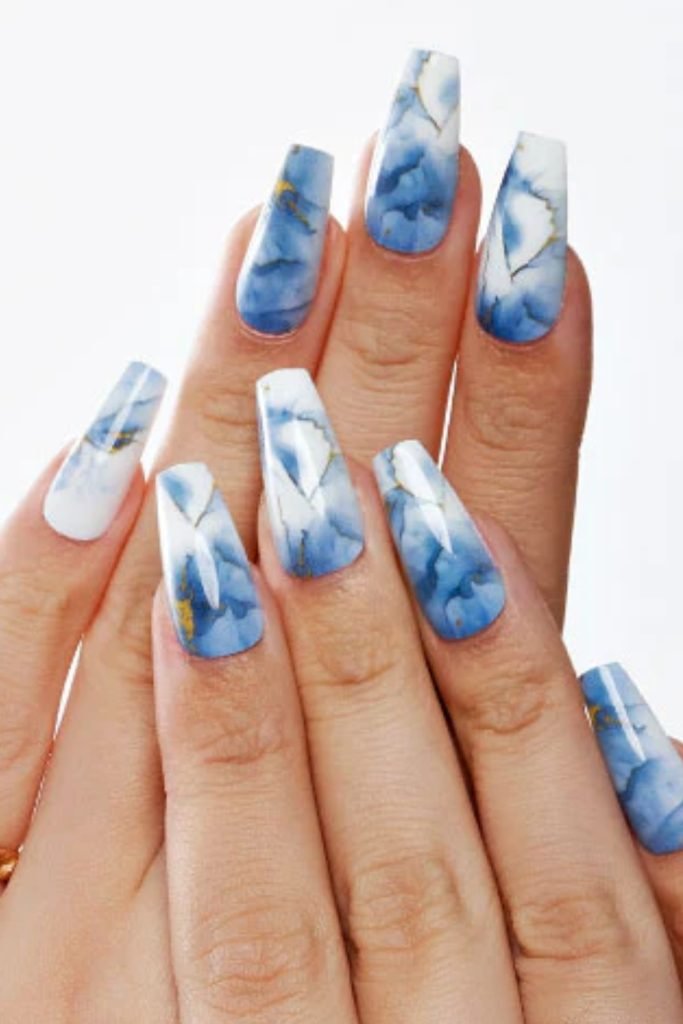 Blue Marble Nails