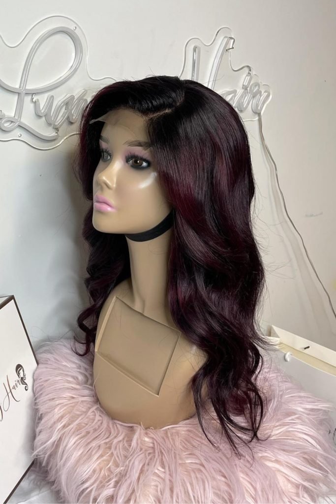 Burgundy-Tinted Black Hair
