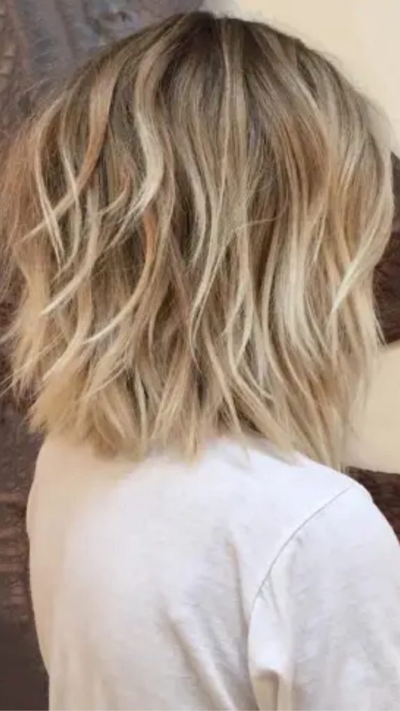 Choppy bob with Blonde Highlights for Thin Hair
