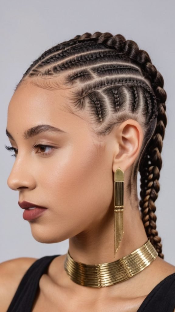 Cornrows with a Side Part