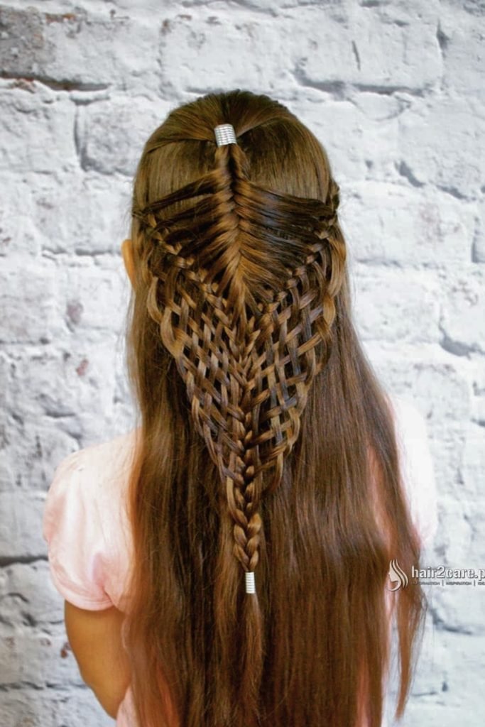 Intricate Fishbone Weave School Hairstyle