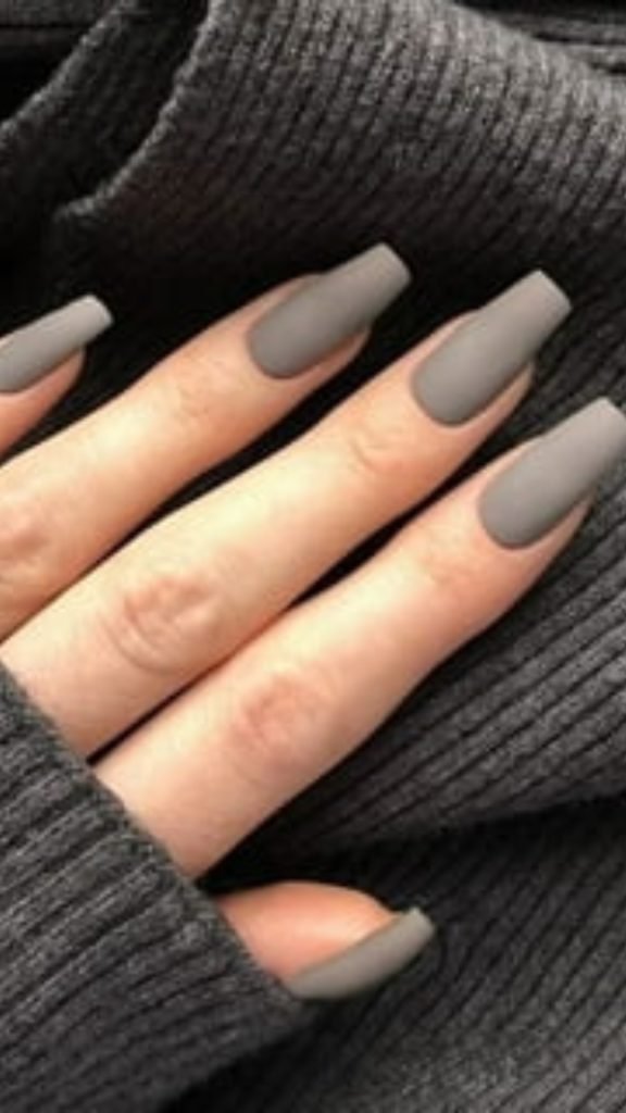 13. Matte Grey Nails