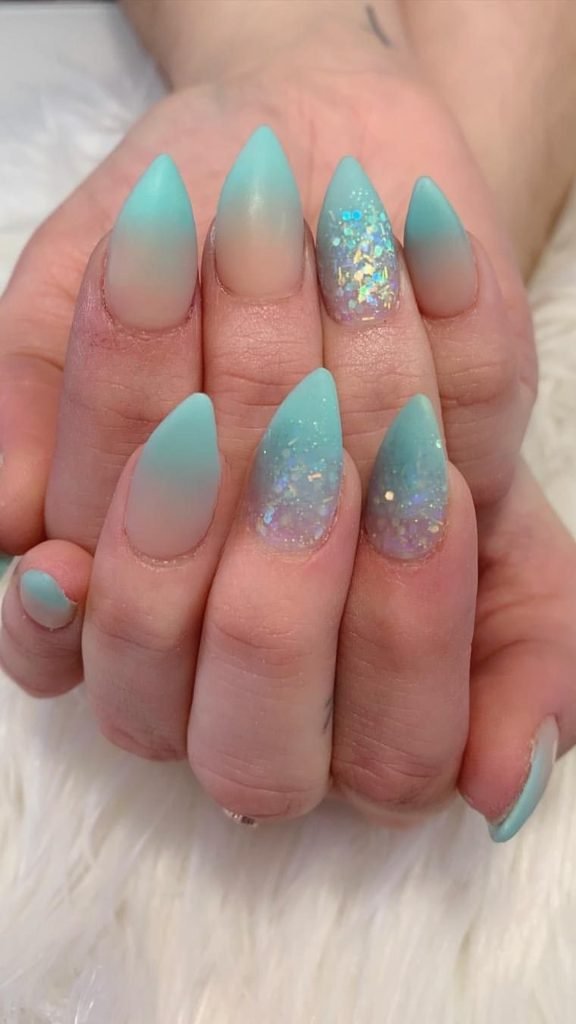 Ombre Summer Nails with Glitter