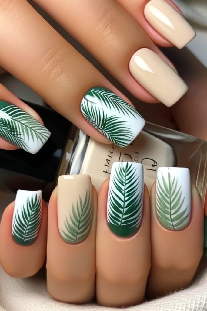 Palm Leaves Nail Art