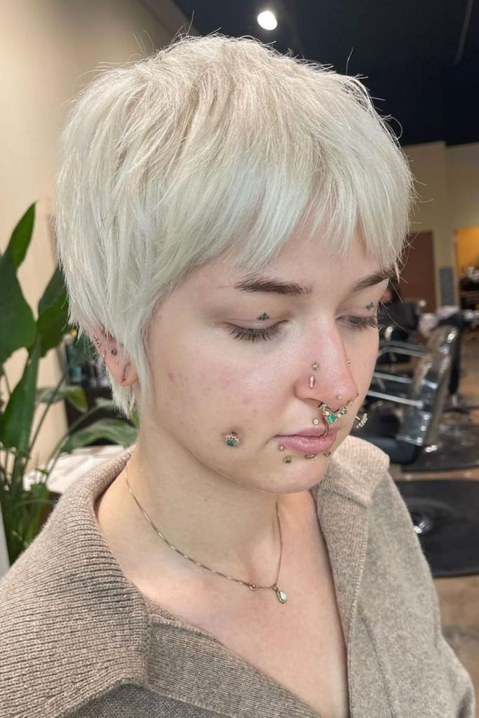Platinum Blonde Pixie Haircut