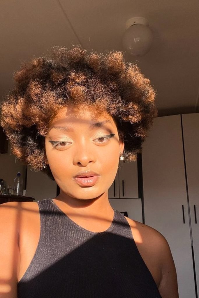 Sun-Kissed Curly Afro Hairstyle