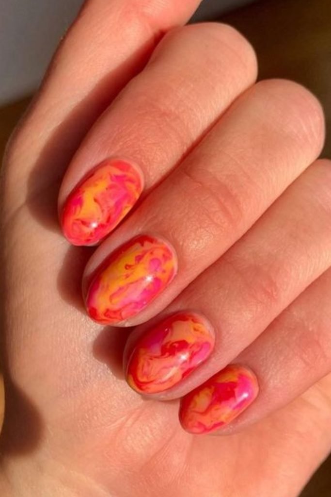 Sunset Swirls Nail Art