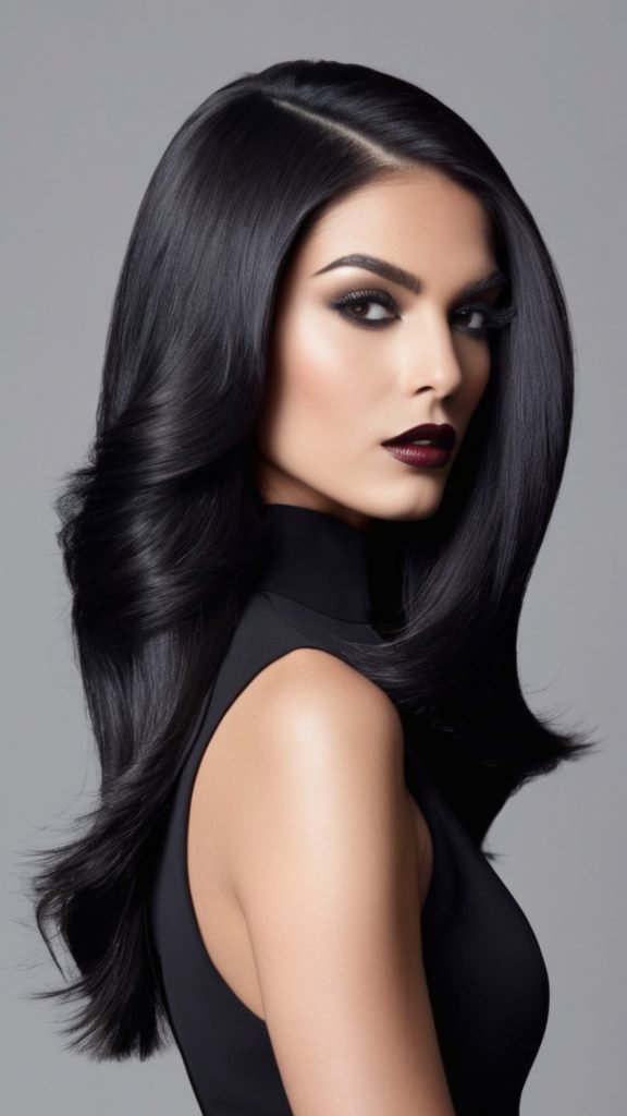 Classic Black Sweep Hairstyle
