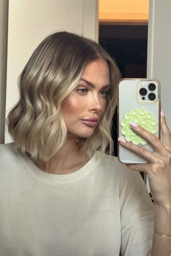 Silvery Blonde Bob Haircut