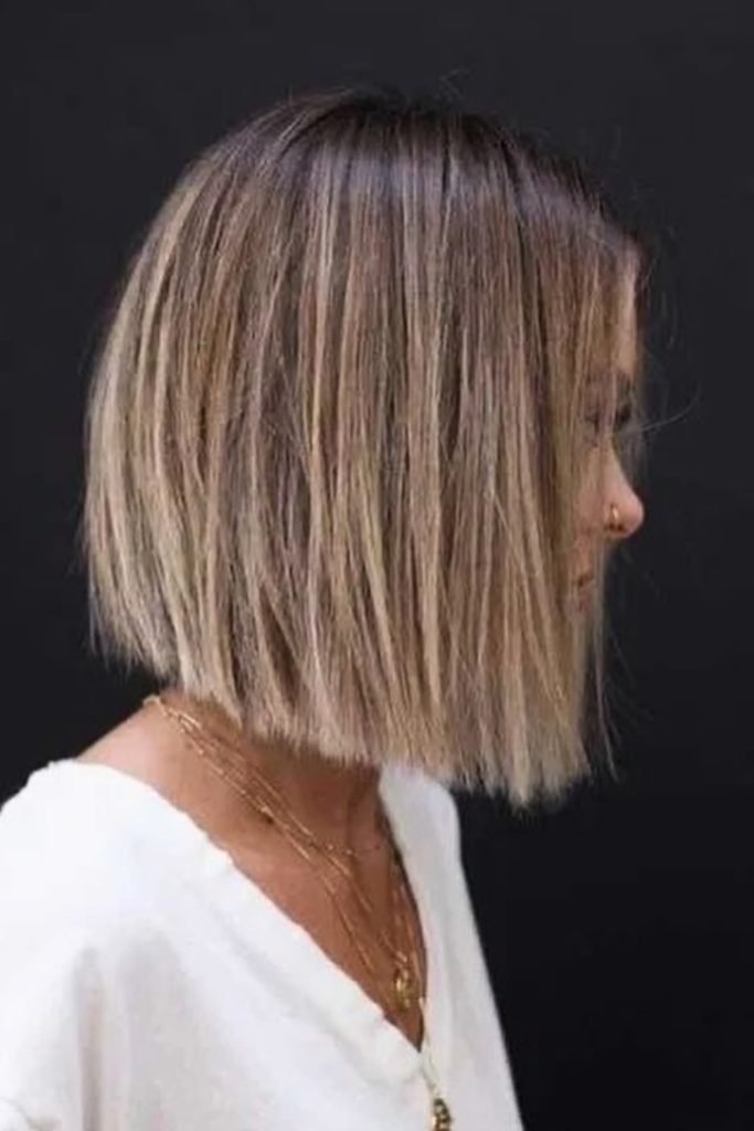 Sleek Blunt Bob with Ash Blonde Tones