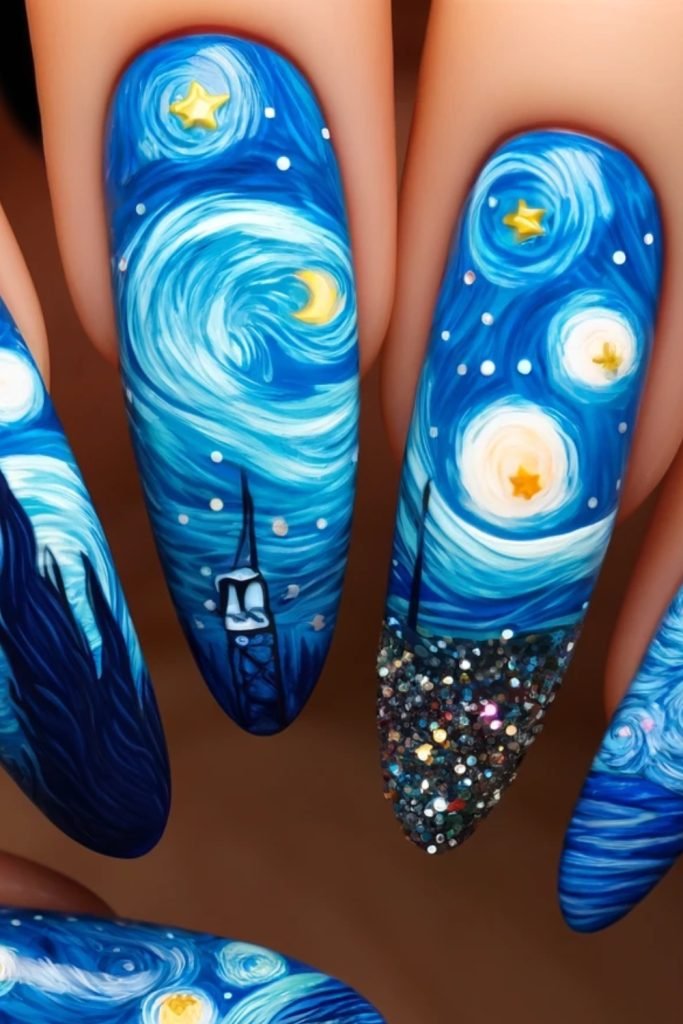 Starry Night Nail Design