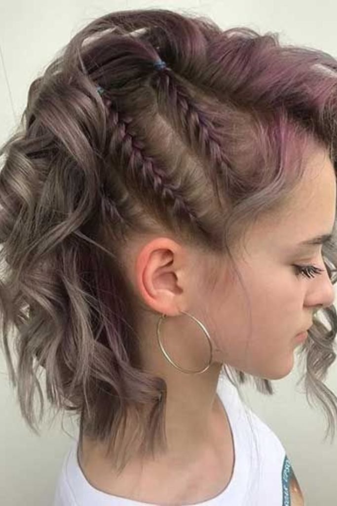 Side Braided Birthday Wavy Mid-Hair