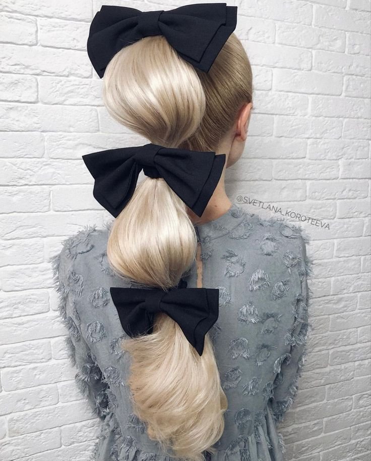 Bubble Ponytail with Colorful Bow