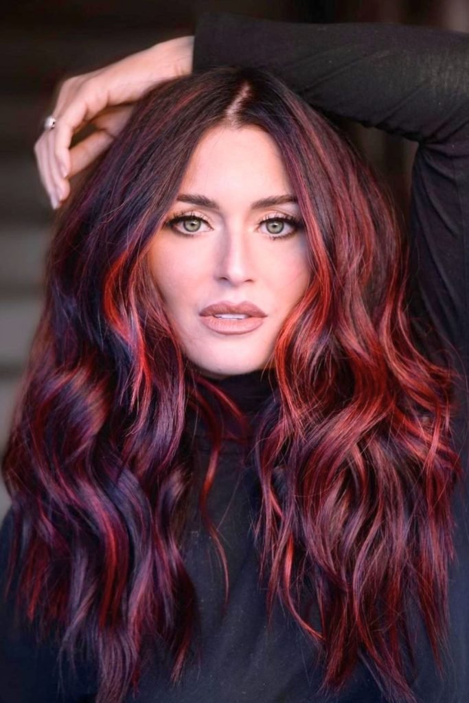 16. Deep Crimson Highlights with Ebony Base
