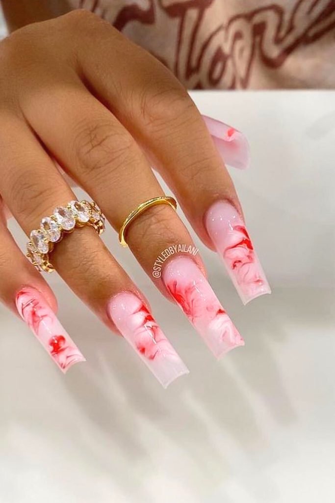 Ethereal Blush Waves Nail Art Design