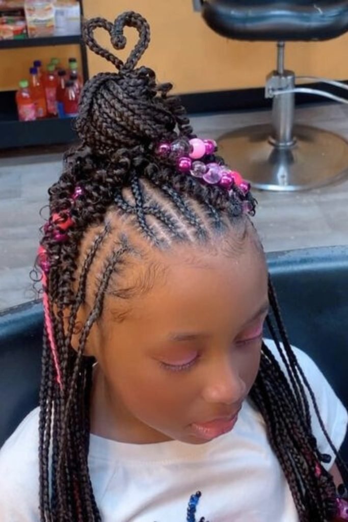 Heart-Shaped Top Knot Goddess Braids Hairstyle